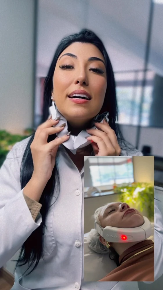 Nathália apresentando cuidados faciais na clínica